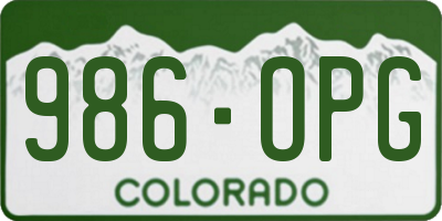CO license plate 986OPG