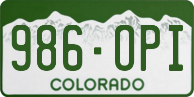 CO license plate 986OPI
