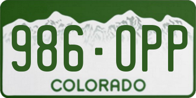 CO license plate 986OPP