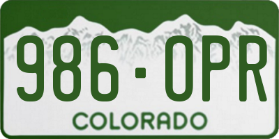CO license plate 986OPR
