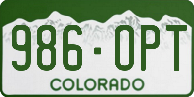 CO license plate 986OPT