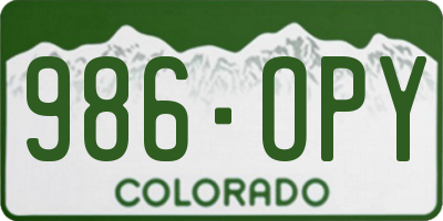 CO license plate 986OPY