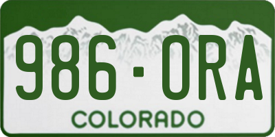 CO license plate 986ORA