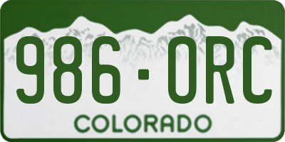 CO license plate 986ORC
