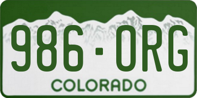 CO license plate 986ORG