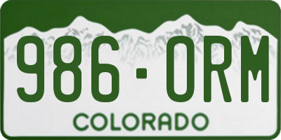 CO license plate 986ORM