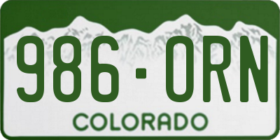 CO license plate 986ORN