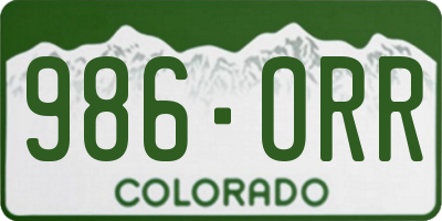 CO license plate 986ORR