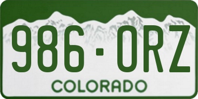 CO license plate 986ORZ
