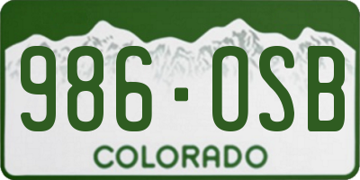CO license plate 986OSB