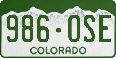CO license plate 986OSE