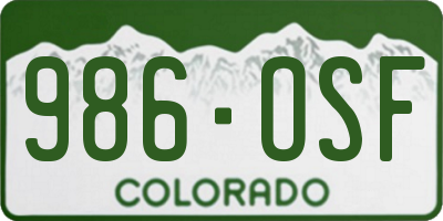 CO license plate 986OSF