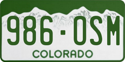 CO license plate 986OSM