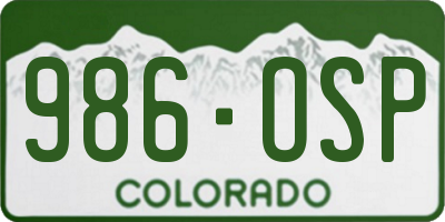 CO license plate 986OSP