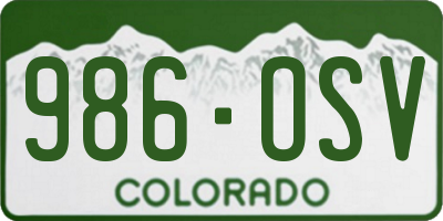 CO license plate 986OSV