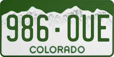 CO license plate 986OUE