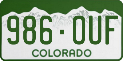 CO license plate 986OUF