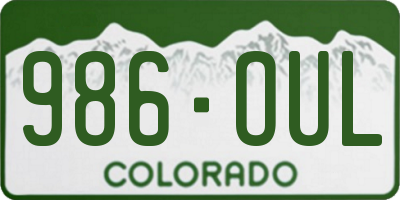 CO license plate 986OUL