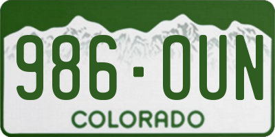 CO license plate 986OUN