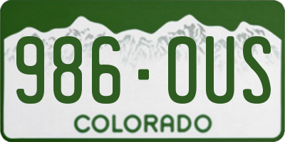 CO license plate 986OUS
