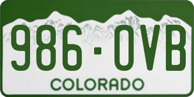 CO license plate 986OVB
