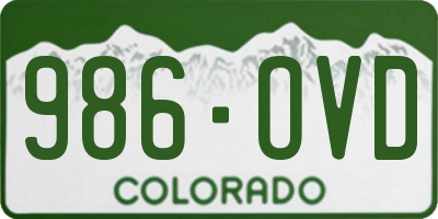 CO license plate 986OVD