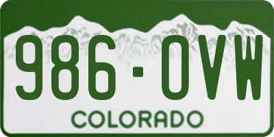 CO license plate 986OVW