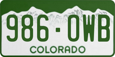 CO license plate 986OWB