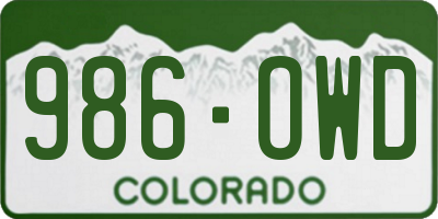 CO license plate 986OWD