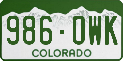 CO license plate 986OWK