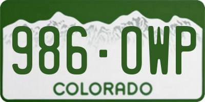 CO license plate 986OWP