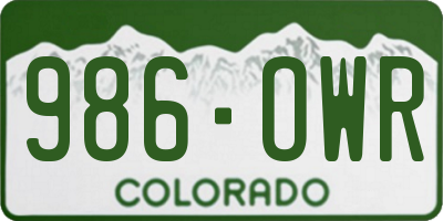 CO license plate 986OWR