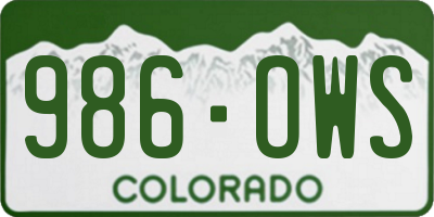 CO license plate 986OWS
