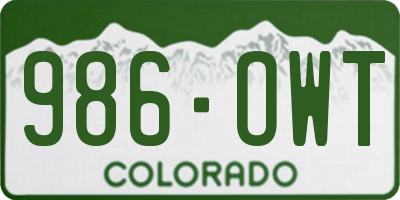 CO license plate 986OWT
