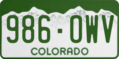 CO license plate 986OWV