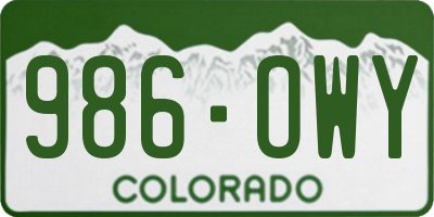 CO license plate 986OWY