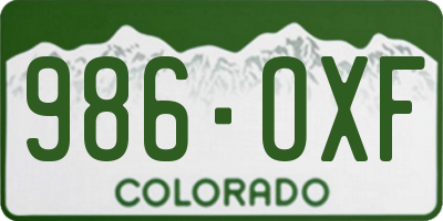 CO license plate 986OXF