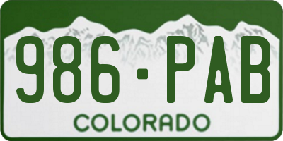 CO license plate 986PAB