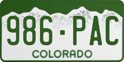 CO license plate 986PAC