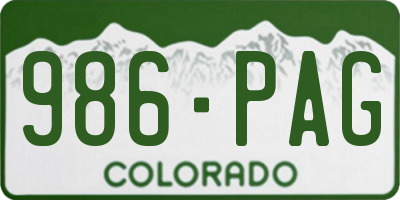 CO license plate 986PAG
