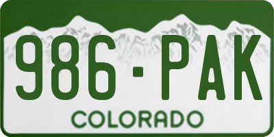 CO license plate 986PAK