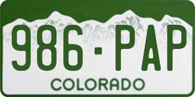CO license plate 986PAP