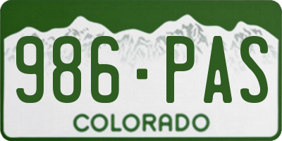 CO license plate 986PAS