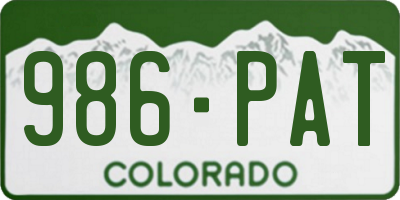 CO license plate 986PAT