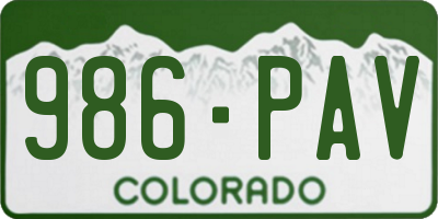 CO license plate 986PAV