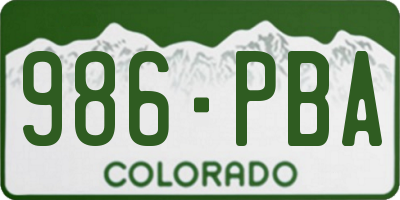 CO license plate 986PBA
