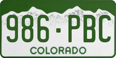 CO license plate 986PBC