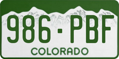 CO license plate 986PBF