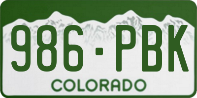 CO license plate 986PBK