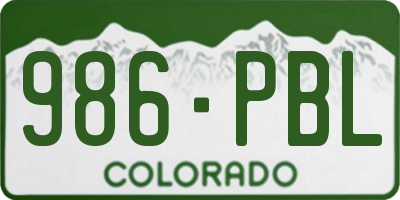 CO license plate 986PBL
